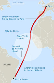 flight route from Rio de Janeiro to Paris